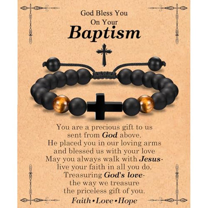 EFVISD Cross Bracelet Gifts for Boys Girls Christian Religious Gifts - color: Baptism -Boys