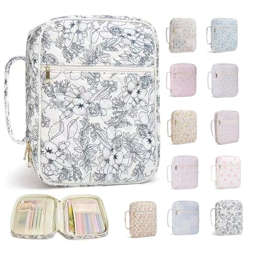 Bible Cover for Women, Bible Tote with Handle and Organizer Pouch, Fits Standard Bibles, Floral Church Bag for Study, Travel, Back to School (Big Blue Flower) - color: Big Blue Flower