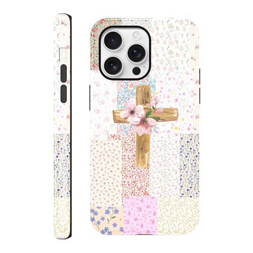 for iPhone 16 Pro 6.3'' Pink Flower Cross Christian Phone Case - color: Pink Flower Cross, size: iPhone 16 Pro