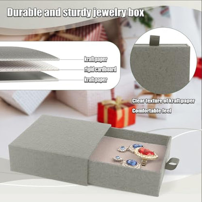 Jewelry Gift Box, 12-Pack Necklace Gift Box Drawer Jewelry Box Bangle Necklace Case For Earrings & Rings, Stylish Necklace Bracelet Organizer, 3.5 x 3.5 x 1.25 Inches (Grey) - color: Grey