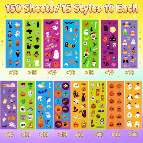 150 Sheets Halloween Stickers for Kids,2000+pcs Cute Halloween Sticker Bulk - style: 150 Sheets Halloween Stickers