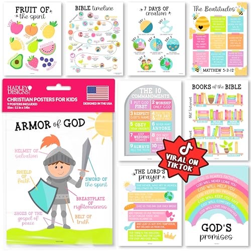 Bible Posters for Kids - Sunday School Decorations for Classroom Must Haves - color: Colorful Pastel