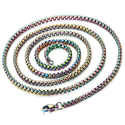 COOLSTEELANDBEYOND Mens Womens EXTRA LARGE Steel Cross Pendant Necklace with Cubic Zirconia and Wheat Chain - color: K-Metal Color: Rainbow Colorful