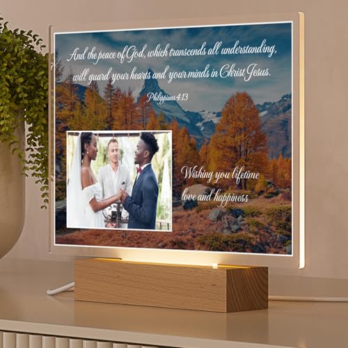 Personalized Christian Acrylic Plaque with Bible Verse Philippians 4:13 | Custom Photo & Text | Religious Gift, Faith Home Décor, Wedding & Anniversary Keepsake, Spiritual Encouragement - color: Philippians 4:13