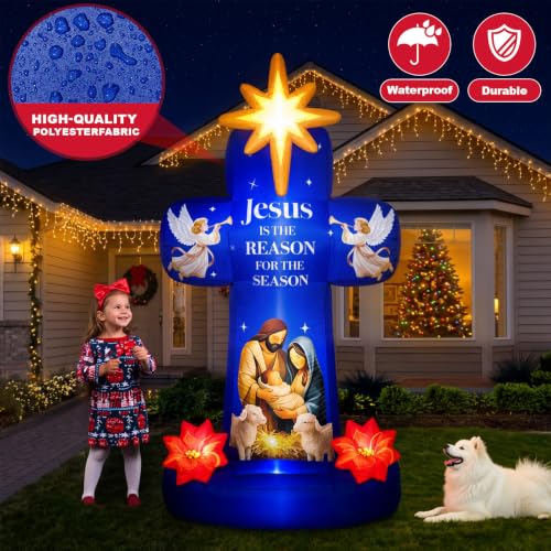 7 FT Christmas Inflatables, Nativity Scene Outdoor Christmas Decorations