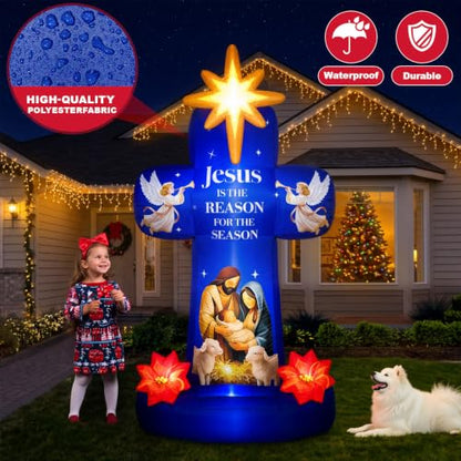 7 FT Christmas Inflatables, Nativity Scene Outdoor Christmas Decorations