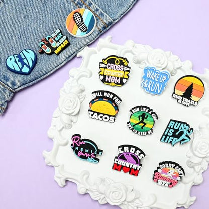 Cute Pins Bulk, Funny Lapel Badge Pins Rubber Brooch Pins for Backpacks, Hats, Bags - style: Running-30PCS