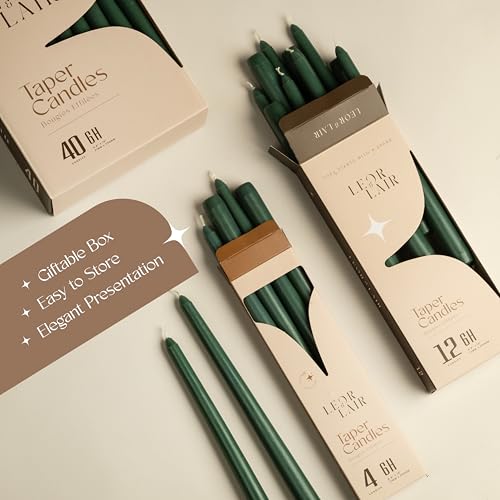 Leor & Lair Green Taper Candles, 12 Pack, 10" Unscented Green Candles - color: Green