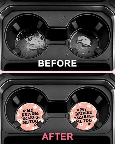 Swooflia 2 Pack Absorbent Ceramic Car Coasters for Women - color: Pink