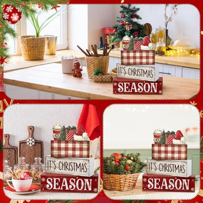 Lineshading 4 Pcs Christmas Table Decoration Wooden Hot Cocoa Santa Hat - style: Christmas