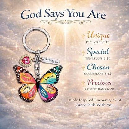 Christian Butterfly Keychain for Women Inspirational Faith Keyring with Gift Box Religious Gifts for Mom Daughter - style: Style6