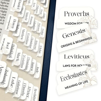 90 Christian Bible Tabs for Women, Men, and Kids - White Floral - color: White Floral
