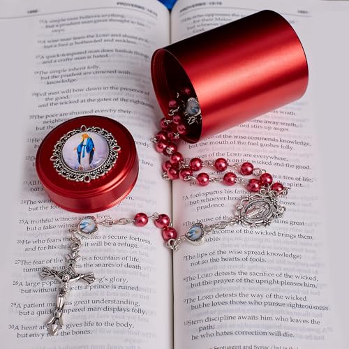 6mm Rosary Beads with Rosary Box, Black Glass Saint Benedict Necklace, Anglican Prayer Beads Catholic Gifts - color: Rosary-6-10