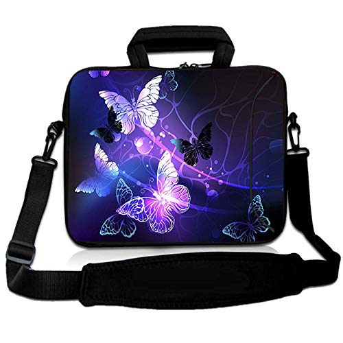 RICHEN 10 inch Messenger Bag Carrying Case with Handle Accessory Pocket Fits 7 to 10-Inch Laptops/Notebook/Kids Tablet (7-10.2 inch, Butterflies) - color: Butterflies, size: 7-10.2 inch