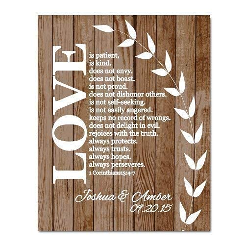 Canary Road Personalized Corinthians Paper Art Print | Religious Wedding Decor | Custom Wedding Sign Christian Anniversary | Christian Couple Gift | Engagement Gift