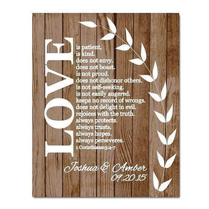 Canary Road Personalized Corinthians Paper Art Print | Religious Wedding Decor | Custom Wedding Sign Christian Anniversary | Christian Couple Gift | Engagement Gift