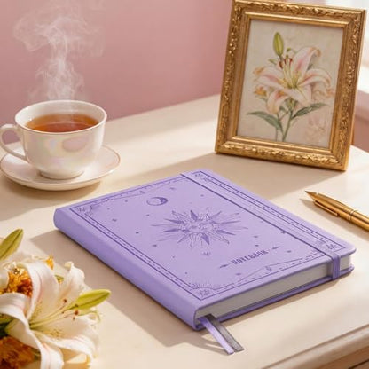 EMSHOI Lined Journal Notebook, 192 Numbered Pages, A5 Size (5.7'' x 8.3'') - color: Light Purple, style: Ruled