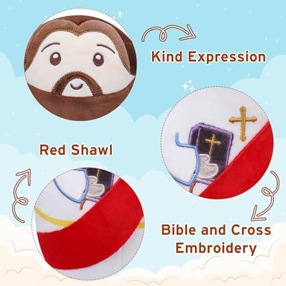 Jesus Plush Doll Christian Gifts - Baptism Gift for Kids, Classic Religious Savior My Friend Jesus Stuffed Doll Toys with Bible Baptism Prayer Gift 10 Inch - style: Bible jesus Red