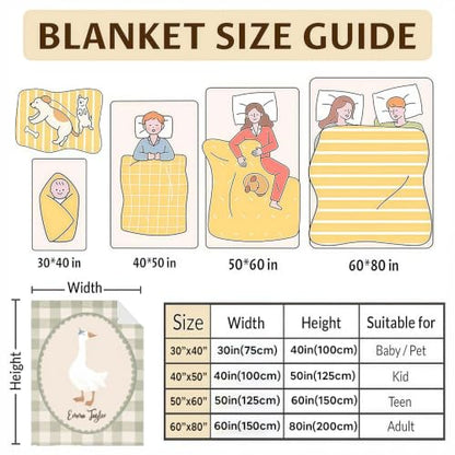 Personalized Goose Baby Blanket, Sage Gingham Nursery Throw Gift - color: #Ver9