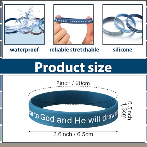 Estune 120 Pcs Bible Verse Bracelets Christian Wristbands, Blue Color - color: Blue Color