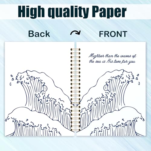 Inspirational Christian Journal Notebook for Work Study, Prayer Journal for Women, Bible Verse Mighties Than The Waves of The Sea Spiral Notebook Office Supplies Gifts, 5.5x8.3 Inch - color: waves powerful