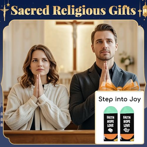 HAPPYPOP Christian Gifts - Religious Bible Socks, Faith Gifts Women Christian Easter Socks - color: Faith Hope Love Black
