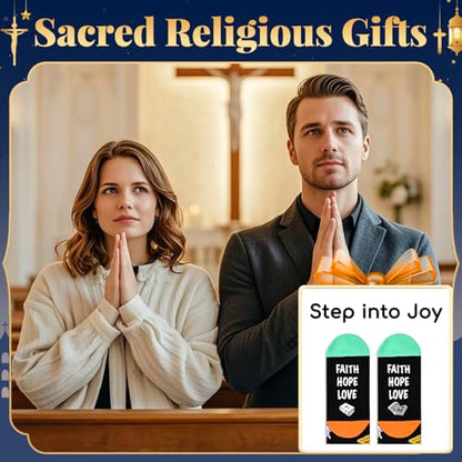 HAPPYPOP Christian Gifts - Religious Bible Socks, Faith Gifts Women Christian Easter Socks - color: Faith Hope Love Black