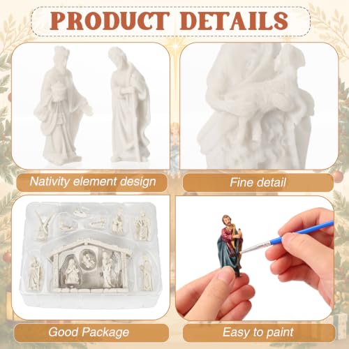 Zubebe 12 Pcs DIY Christmas Ready to Paint Nativity Set, Manger Scene - style: Manger Scene