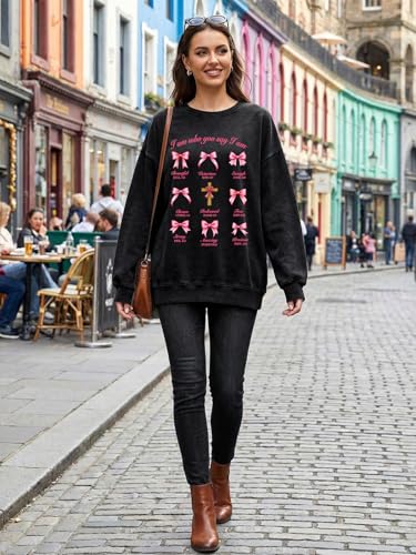 Christian Sweatshirts For Women Oversize Daisy Print Sweatshirts - color: Black, size: Medium
