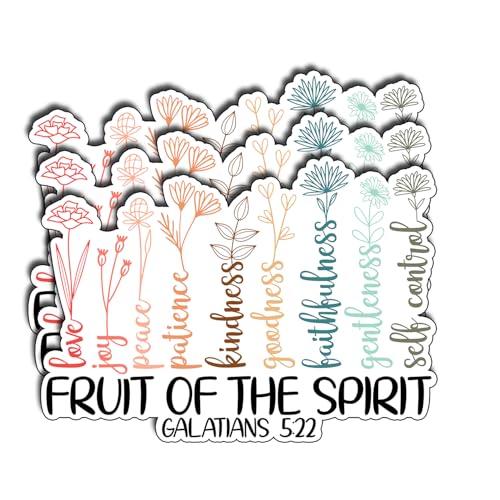 (3Pcs) Fruit of The Spirit Sticker Christian Bible Verse Vinyl Waterproof Decal with Love Joy Peace Patience Kindness Goodness Faithfulness Gentleness Self Control Gifts for Believers Size 2.3" x 3" - color: Fruit of the Spirit