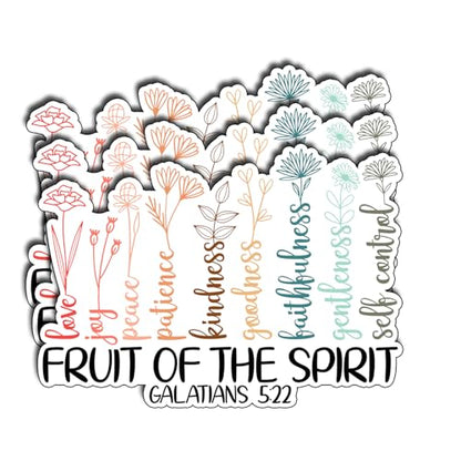 (3Pcs) Fruit of The Spirit Sticker Christian Bible Verse Vinyl Waterproof Decal with Love Joy Peace Patience Kindness Goodness Faithfulness Gentleness Self Control Gifts for Believers Size 2.3" x 3" - color: Fruit of the Spirit