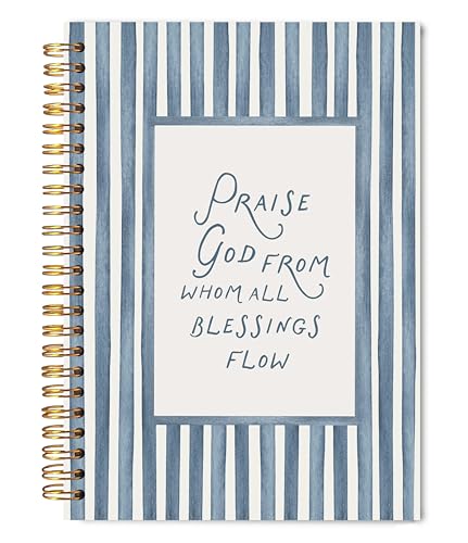 Green Christian Spiral Notebook Journal 5.5x8.3, Christian Gifts for Women Men, Bible Notebooks for Note Taking, Praise God from Whom All Blessings Flow Scripture Journals for Writing(Blue) - color: blue