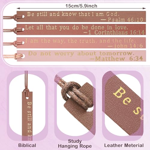 Skyygemm 10 Pcs Christian Bookmarks Christmas Gift for Women, Pink Brown - color: Pink Brown