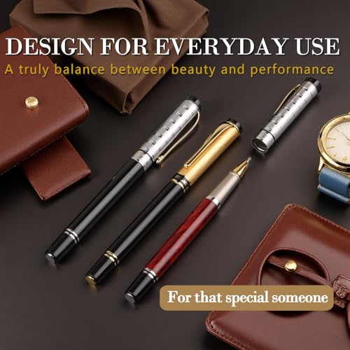 Luxury Gel Ballpoint Pens,Personalized Black Ink Pen Set with 6 Pcs Extras Replaceable Metal Refills, Ultra-Smooth Writing Experience, Perfect for Gifts,Business,Office - style: 3-Piece Set