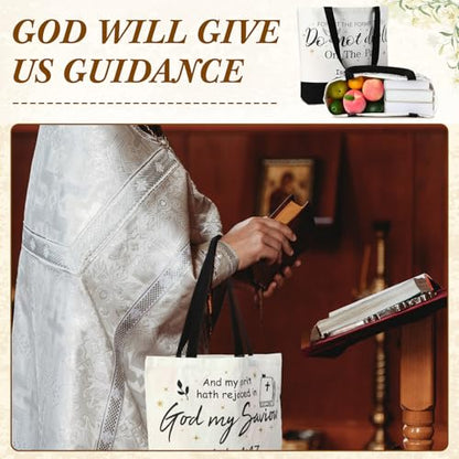 40 Pcs Christian Canvas Tote Bible Bag for Women - style: Classic