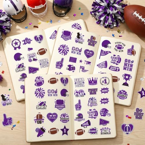 100 Pcs Purple Team Spirit Stickers Cheer Sports Stickers for Face - style: Purple Team Spirit