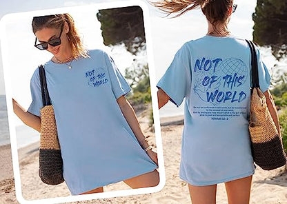 Not of This World Shirt - Christian Aesthetic 2 Sided T-Shirt, Bible Verse Religious Tee - color: Ash, size: Large