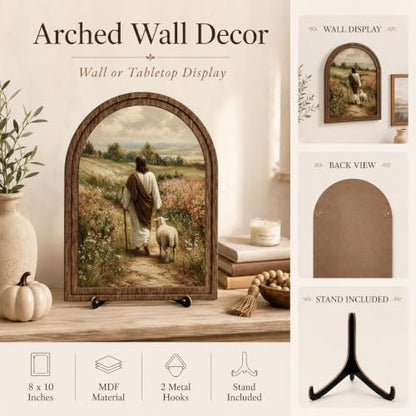 Farmhouse Christian Arch Wood Sign Good Shepherd Jesus Lamb Faith Gift - color: color_name05
