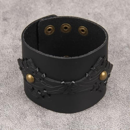 Jeilwiy Punk Rock Gothic Black Rivet Leather Spiked Necklace Collar Neckband Leather Choker Necklace for Women Mom Gifts Adjustable - color: 07 Leather Cuff Bracelet Black