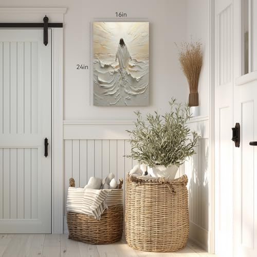 Snlihc Wrapped Canvas Jesus Walking on Water Hallway Wall Art 16x24 in - color: Water, size: 24"L x 16"W