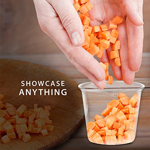 Disposable Portion Cups with Lids - 200 Set Disposable Clear Plastic, Ideal for Jello Shot, Condiment and Sauce Cups with Lids Restaurant quality Souffle Portion Container (5.5oz) - size: 5.5oz