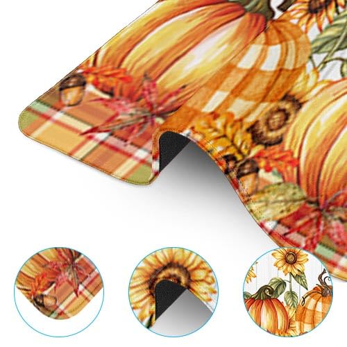 Britimes Large Mouse Pad, Mouse Pad, 31.5 x 15.7 Inch, Fall Pumpkin Orange - color: Orange Pumpkin Buffalo Plaid