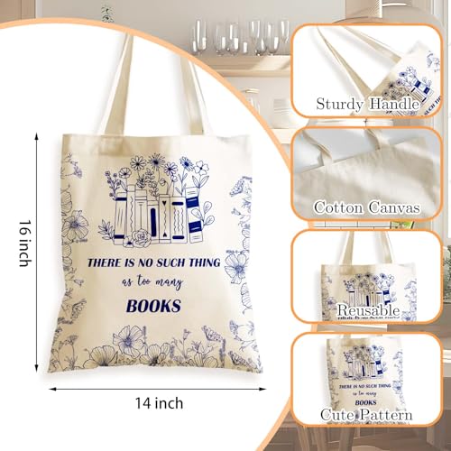 Aesthetics Canvas Tote Bag - Art Design Gift for Women, Reusable Purse Tote Bag with Inner Zip Pocket - style: Book Lovers