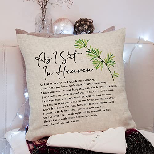 KongMoTree Bible Verse Throw Pillow Cover, Blessing Gift, Scripture Art, Scripture Sayings, Bible Quote, As I Sit in Heaven, Church Gifts, Sofa Bed Living Room Porch Decoration, 18x18 Inches - color: As I Sit in Heaven