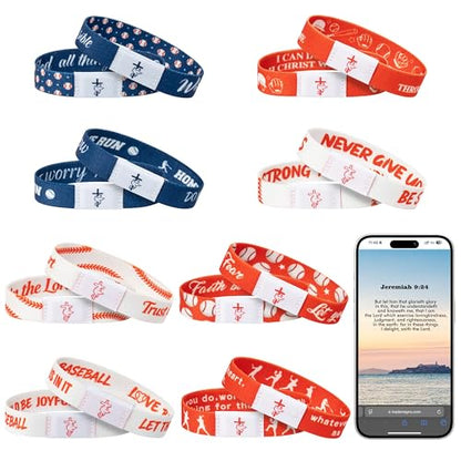 EYxsaxenk Colorful Religious Scripture Daily Bible Verse NFC Bracelets Set - color: Baseball