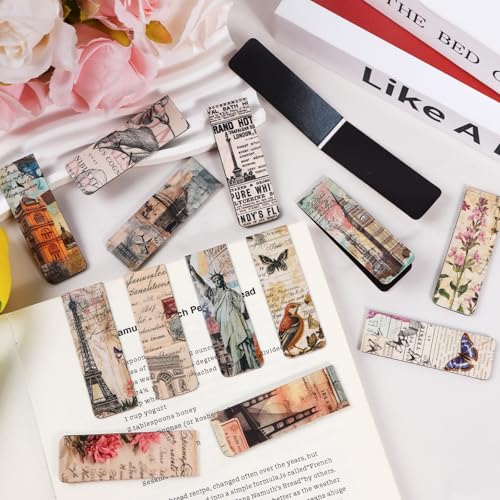 Wxiben 30 Pcs Vintage Nature Magnetic Bookmark Flower Book Mark Page Clip - style: Vintage Natural