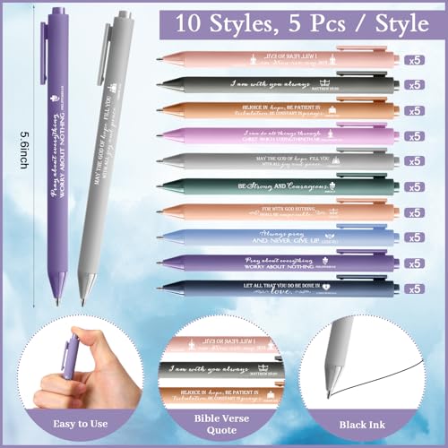 Sayglossy 50 Sets Christian Gifts Pens with Scripture Bookmarks