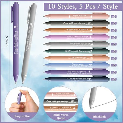 Sayglossy 50 Sets Christian Gifts Pens with Scripture Bookmarks