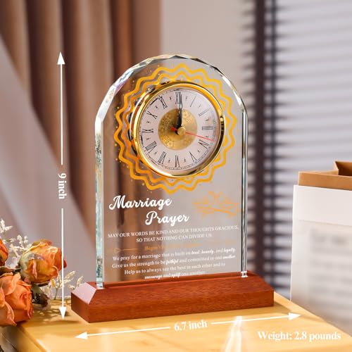 K9 Crystal Clock - Wedding Prayer Gift for Couples,6.5x8.5 Inch