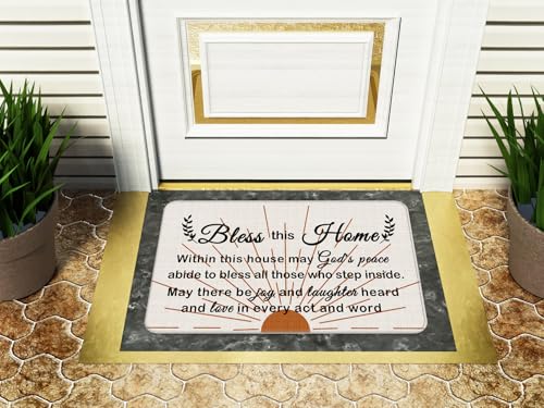 Bless This Home Decorative Indoor Outdoor Doormat,House Warming Gifts Front Door Mat 17x30 Inch，Religious Decoration Welcome Mat - for Home Entrance, Outside Entry, Yard, Floor, Patio（Boho） - color: 20 Doormat